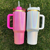 Tasses et gobelets isothermes en cuivre doré plaqué arc-en-ciel, revêtement poudré, 40oz, 20oz, 30oz, pour gravure laser