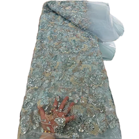 Robe de mariée de luxe en tulle brodé bleu clair, dentelle perlée, style Asie du Sud-Est, maille à paillettes brillantes, perles faites à la main pour filles