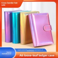 Cuaderno de Hojas Sueltas A6 de Piel Sintética con Diseño de Macaron Láser Colorido para Comercio Exterior, Regalo Creativo de Tendencia al por Mayor