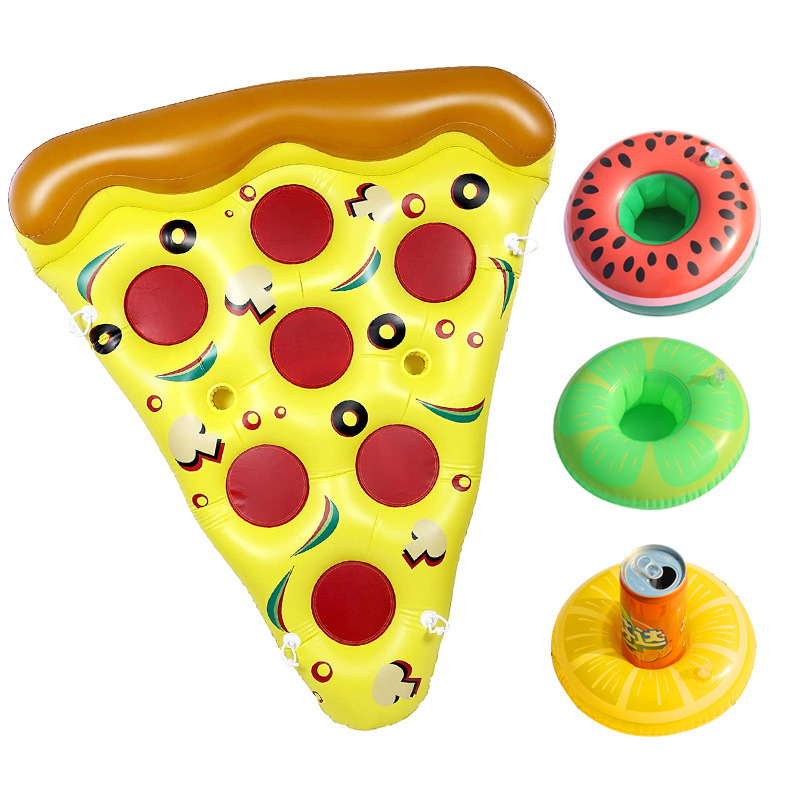 pizza raft with 3 cup holders-yellow