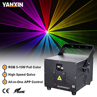 Laser RGB d'animation 3D haute puissance 5W-10W avec contrôle par application mobile pour événements scéniques, boîtes de nuit et mariages