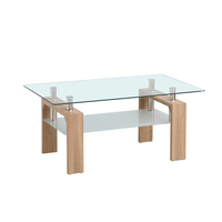 Table basse carrée moderne T-205 avec plateau en verre et pieds en métal finition noire pour la maison et l'hôtellerie