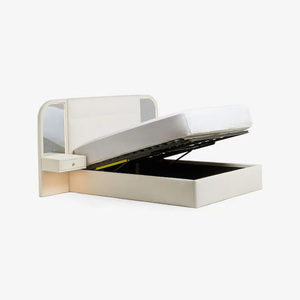 Cama Otomana Tapizada de Chenilla Relajante Modelo Oyster <span class=keywords><strong>Mia</strong></span> con Mesitas de Noche y Espejos con Luces - Product Image 2