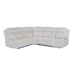 White Right Arm Facing Sectional Sofa Set-Faux Leather <b>Convertible</b> Modern Design for Apartment Living Rooms - Product Image 2