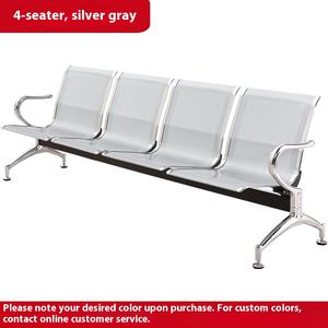 Chaise de rang en acier inoxydable de style moderne chaise de perfusion à quatre places pour le repos public dans les aéroports et le banc d'attente pour le salon - Product Image 6