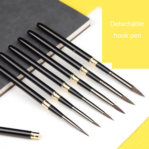 Ensemble <span class=keywords><strong>de</strong></span> pinceaux professionnels détachables pour <span class=keywords><strong>aquarelle</strong></span>, manche compact en métal noir, poils en nylon, pour artistes et peinture en plein air - Product Image 4