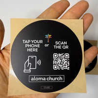 Dia 75/100mm redondo NTAG 213 grifo para dar etiquetas adhesivas código QR impresión personalizada Iglesia NFC etiqueta