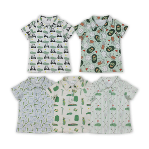 Chemises polo d'été pour garçons, imprimé golf, vêtements pour frères - Product Image 1