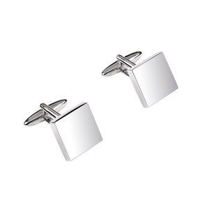 Gemelli Quadrati 15x15x3.5 mm Finitura Argento Lucido per Abbigliamento Formale da Uomo - Product Image 1