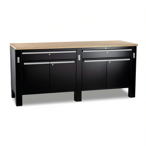 Gabinete de Herramientas 506 Kl, Banco de Trabajo de Acero Negro con Superficie de Madera, Cajón de Almacenamiento y Puerta para Uso en Garaje o Taller - Product Image 2