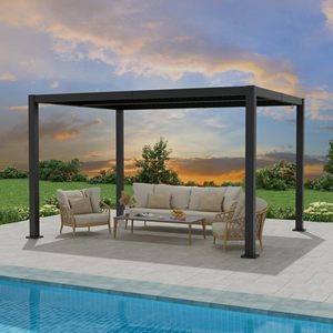 Pergola Gazebo 8x10 6x4m de qualité commerciale avec cadre en aluminium thermolaqué et système de toit réglable pour balcon - Product Image 4
