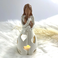 Cadeaux pour maman de fille Bougeoir Statue Bâtonnets de bougies LED scintillantes Bougeoir de table Support en résine