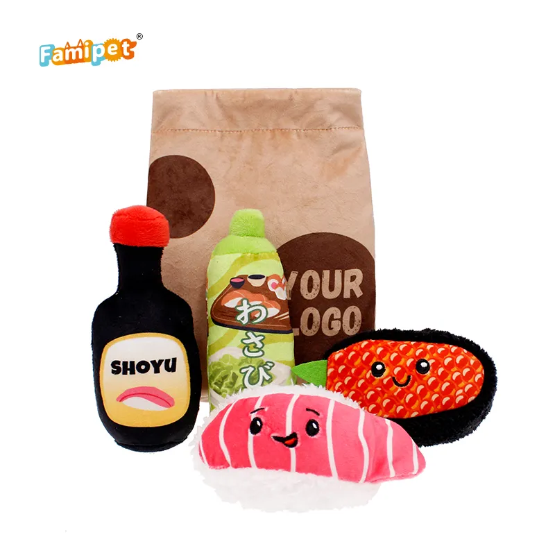 Famipet-fiambrera de comida rápida personalizada para mascotas, peluches de diseñador, juguete para mascotas