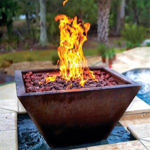 Outdoor Corten Steel Fire Fountain <b>Top</b> Flames Water and Fire Bowl Elegant Fire Pits for Outdoor Entertainment - Product Image 5