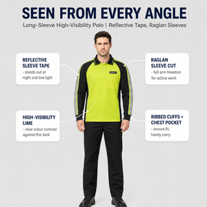 Chemise <span class=keywords><strong>de</strong></span> travail <span class=keywords><strong>de</strong></span> sécurité à blocs <span class=keywords><strong>de</strong></span> couleur orange et lime, manches raglan, polos réfléchissants haute visibilité pour la sécurité des entrepôts et la circulation - Product Image 6