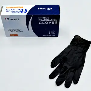 黑色一次性腈手套OEM定制批发手动手套无腈粉一次性手套制造商