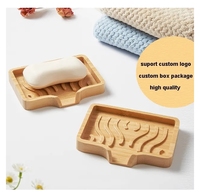 Support de Savon en Bois Personnalisé avec Logo pour Cuisine, Égouttoir à Savon en Bambou Auto-Drainant pour Salle de Bain avec Bec Verseur