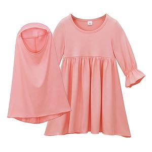 Малазийское мусульманское детское платье высокого качества, комплект хиджаба от 6 до 3 лет, повседневный халат для маленьких девочек C228 - Product Image 4