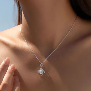 Collier pendentif fleur en argent sterling 925 plaqué rhodium, zircon taille brillant étincelant, tendance et luxueux, cadeau pour femme - Product Image 2
