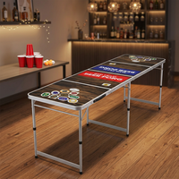 Table de beerpong pliante avec ouvre-bouteille pour jeu de fête intérieur et extérieur pour adultes