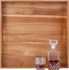 Plateau carré rustique en acacia surdimensionné avec poignée <span class=keywords><strong>d</strong></span>écor de salon repose-pieds et plateau de lit pour petit <span class=keywords><strong>d</strong></span>éjeuner café thé-étanche - Product Image 5