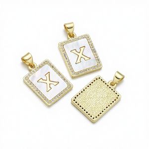Pendentifs Coquillages Lettres Anglaises (26 Lettres) Jinyuan, Meilleures Ventes <span class=keywords><strong>Europe</strong></span> et Amérique, en Cuivre Plaqué Or, Chaîne Bambou Tendance Minimaliste, Pendentif DIY - Product Image 4