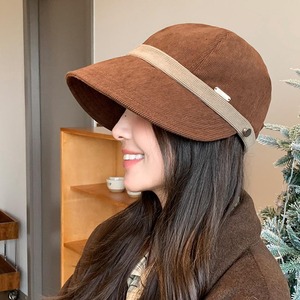 Sombrero de Pescador Estilo Coreano para Mujer, Gorra de Pana con Visera, Diseño a Cuadros, Protección Solar, Cálido, Transpirable, Casual, para Primavera y Otoño - Product Image 4