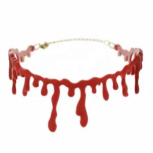 Оптовая продажа, индивидуальные праздничные подарки на Хэллоуин, ювелирные изделия, ожерелье, готическое ожерелье-чокер с кровью для женщин