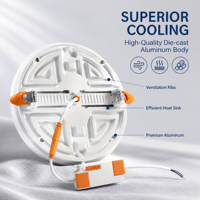 Spot encastrable sans cadre 3 CCT avec interrupteur DIP, corps en aluminium et boîtier en plastique, idéal pour les bureaux intérieurs