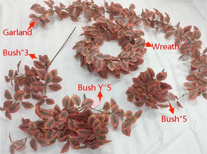 Feuillage artificiel en gros, feuilles d'automne, arbustes, verdure, buissons, mur de feuilles, décoration de fête à domicile, mariage, polyester - Product Image 5
