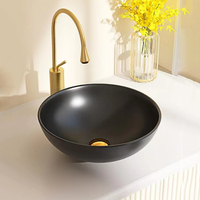 Vasque de salle de bain en céramique rouge de petite taille ronde à poser sur le comptoir, nouvelle conception, vente en gros en Chine