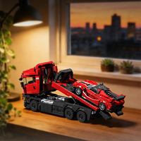 95002 Camión Scania con Remolque, Coche Deportivo Super Rafah FXXK, Juguete de Bloques de Construcción de Plástico de Alta Dificultad para Armar, Regalo para Niños