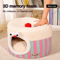 Lit pour chat fermé et confortable en 3 tailles avec mousse à mémoire de forme 3D, maison-caverne entièrement détachable pour chats d'intérieur, chatons et petits chiens