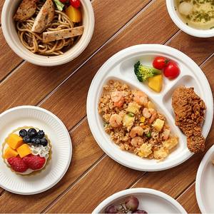 Biologisch abbaubare Einweg-Brotdose Lebensmittel behälter Einweg-Papp teller 9-Zoll-3-Fach-Teller - Product Image 2