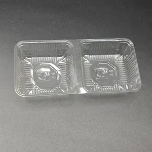 Custom Disposable Clear Pvc Plastic Mooncake Cookies Blister Box Black Insert Packaging Tray For Food Snack