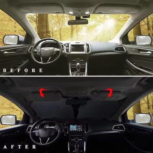 Лучшее индивидуальное печатание складное переднее ветровое стекло полиэстер УФ ПЭ пузырьковый автомобильный солнцезащитный козырек Авто дешевый двухкруговой автомобильный солнцезащитный козырек логотип - Product Image 4