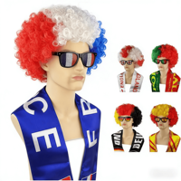 Kit d'accessoires pour supporters de football HLC personnalisé : drapeau de l'équipe nationale, perruque afro, lunettes, pour événements sportifs