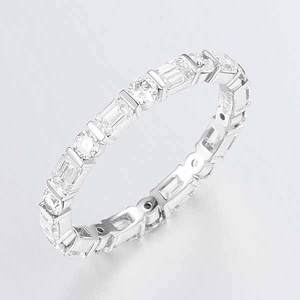 Simple 14K Solid White Gold 0.78ct Emerald Cut Lab Grown Diamond <b>Ring</b> | Emerald Cut Lab Created Diamond Wedding Band <b>Ring</b> for - Product Image 1