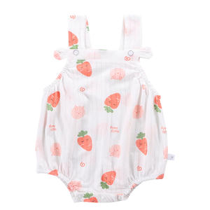 Barboteuse à bretelles pour bébé 100% coton, tenue une pièce à bretelles de style estival pour bébé fille, robe de princesse triangulaire - Product Image 6
