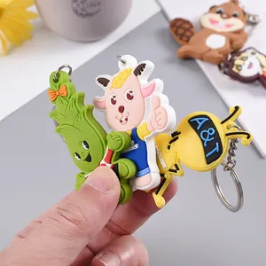 Oem ODM giá rẻ hơn mô hình PVC hình bầu dục động vật phim hoạt hình Keychain, anime vòng chìa khóa động vật Móc chìa khóa cho phụ nữ