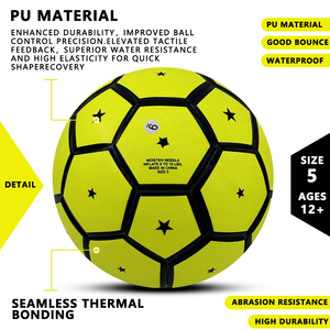 ลูกฟุตบอลหนัง PU คุณภาพสูง น้ำหนักเบา โลโก้สั่งทำได้ สำหรับมืออาชีพ OEM/ODM ใช้ได้ทั้งในร่ม/กลางแจ้ง สำหรับทีมกีฬาและสโมสร - Product Image 3