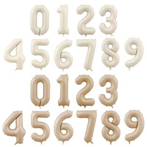 Globos de <span class=keywords><strong>Letras</strong></span> de <span class=keywords><strong>Feliz</strong></span> <span class=keywords><strong>Cumpleaños</strong></span> HLC de 40 Pulgadas, Color Crema Beige Boho Marrón, Globos con Número de Año para Decoración de Fiestas de Aniversario de Bodas - Product Image 2