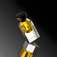 Envase de Perfume Cuadrado de Lujo Personalizado de Fábrica, Base Gruesa, 30ml 50ml 100ml, con Pulverizador y Tapa de Madera