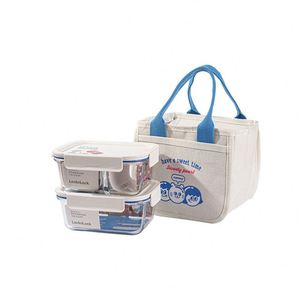 Microwave Heated Glass Bowl Airtight Food <b>Storage</b> Container Portable Bento <b>Box</b> for Office Staff - Product Image 6