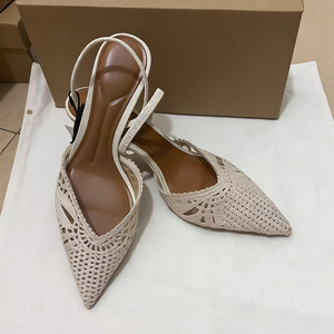 ZA Nuove <span class=keywords><strong>Scarpe</strong></span> da <span class=keywords><strong>Donna</strong></span> Eleganti con Tacco Alto, Sandali Slingback in Maglia, <span class=keywords><strong>Scarpe</strong></span> da Cerimonia <span class=keywords><strong>Beige</strong></span>, Tacchi da Sposa 7 cm - Product Image 4