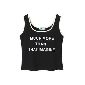 Happy Plus – débardeur pour femmes, grande taille, noir, abricot, imprimé alphanumérique, en coton tricoté, camisole à lettres, N8591 - Product Image 4