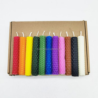 Bougie conique en cire d'abeille de couleur différente de 4 pouces Set de bougies en cire d'abeille faite à la main pour cadeau décoratif de vacances
