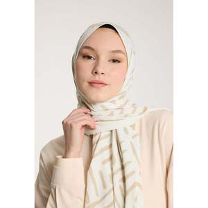 Bufanda en Forma de V de Tono Puro en Beige Marfil, Prendas de Punto para Mujer - Product Image 2