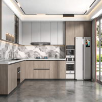 Armoires de cuisine modernes en contreplaqué de pin de haute qualité, modulaires, résistantes à l'eau, écologiques, multifonctionnelles, faciles à installer