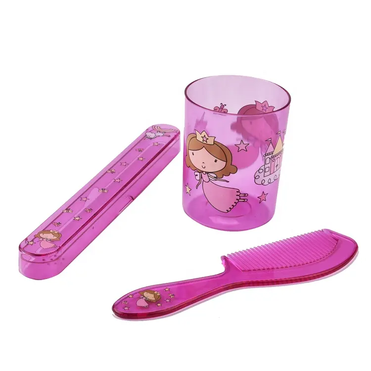 ThreeピーススーツTravel Comb Toothbrush Case Tumbler Bath Cleaning Set For Kids